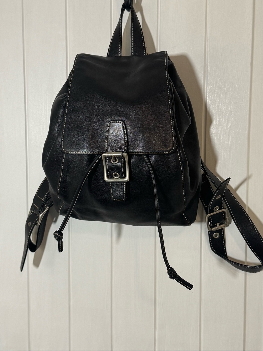 Coach 9569 Legacy Black Leather Drawstring Mini Backpack